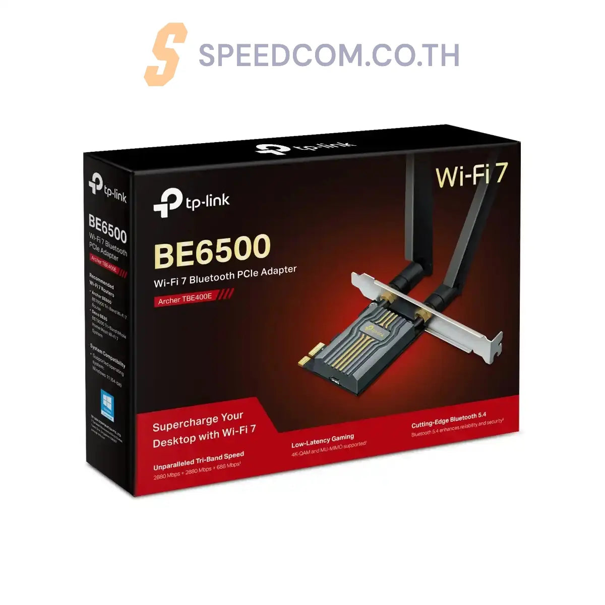 อุปกรณ์รับสัญญาณไวไฟ TP-Link ARCHER-TBE400E BE6500 Wi-Fi 7 PCIe Adapter