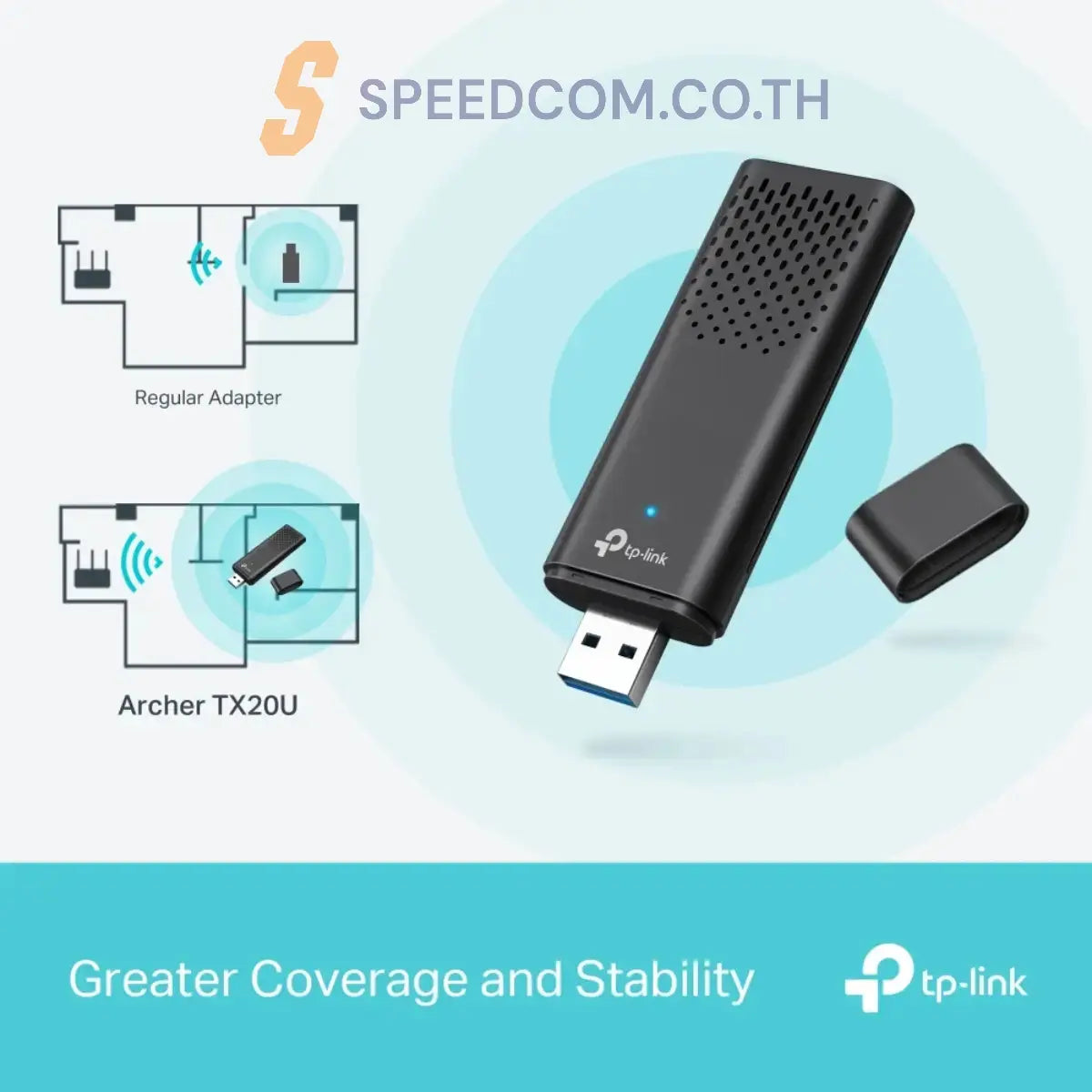 อุปกรณ์รับสัญญาณ TP-Link Archer TX20U AX1800 Dual Band Wi-Fi 6 - SpeedCom