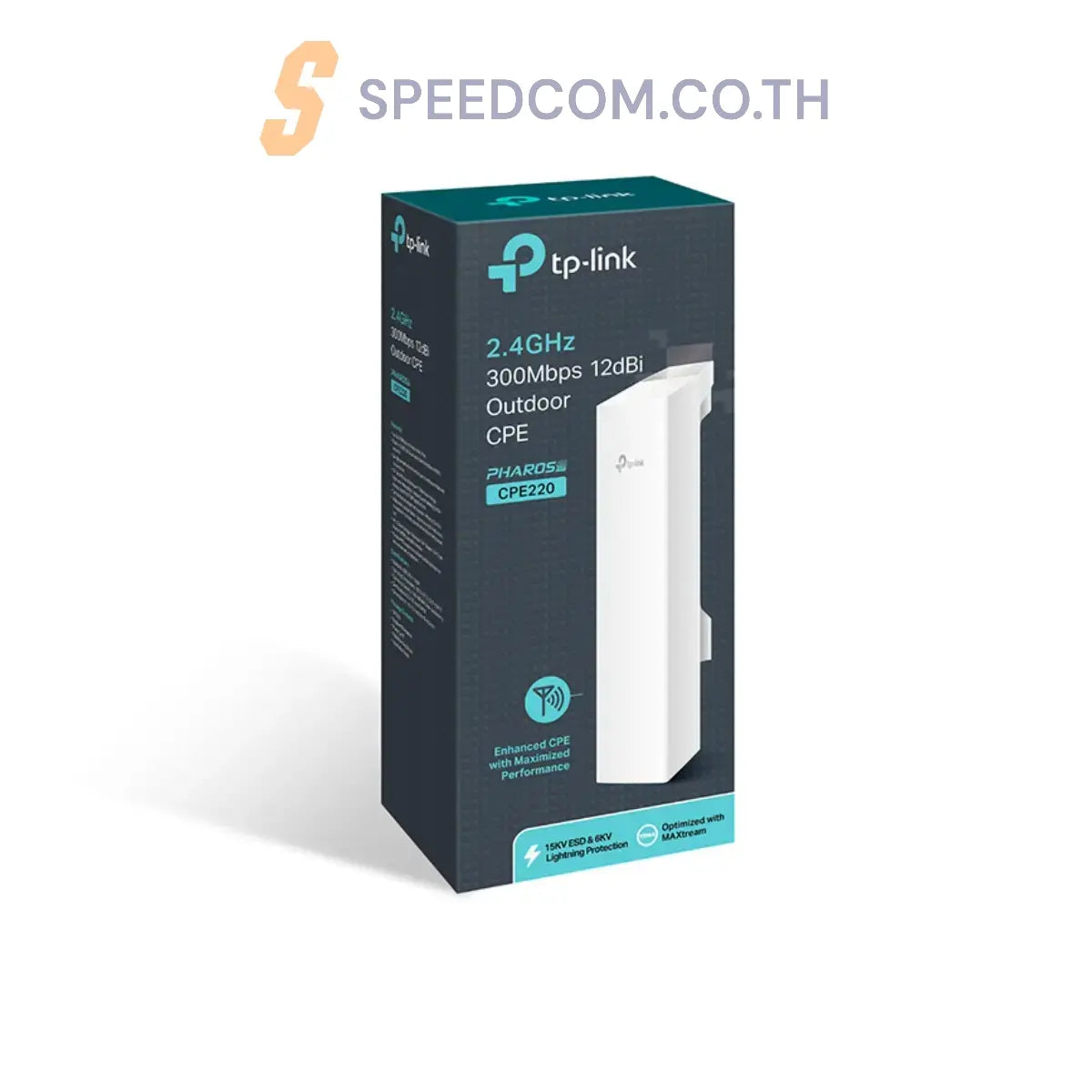 อุปกรณ์กระจายสัญญาณ TP-Link CPE220 Outdoor 2.4Ghz สีขาว