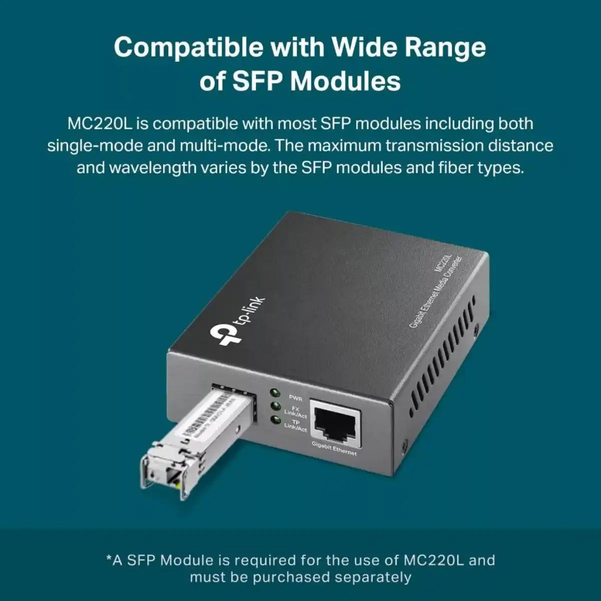 อุปกรณ์แปลงสัญญาณ TP-Link MC220L Omada Gigabit SFP Media ConverterSpeedCom