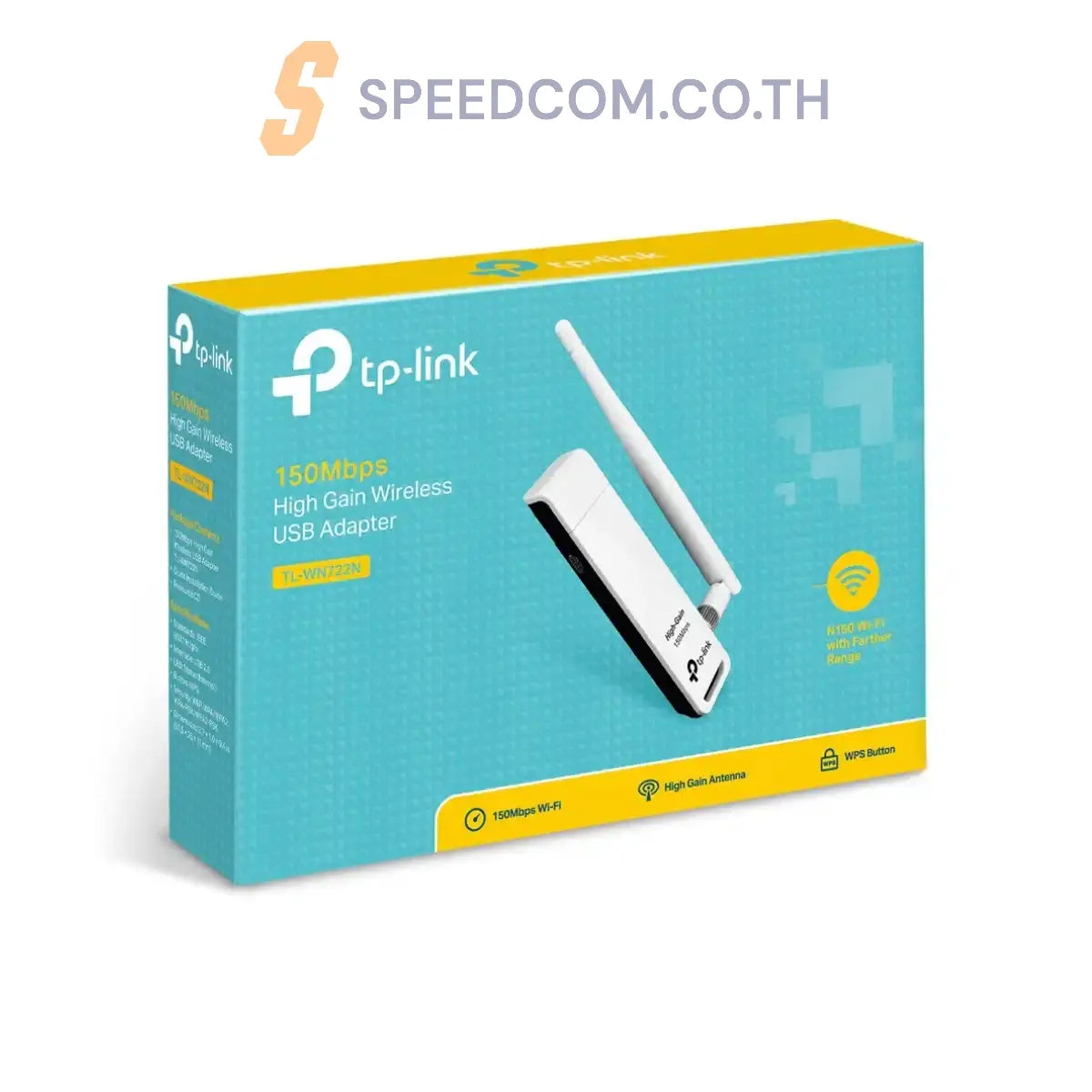 อุปกรณ์รับสัญญาณไวไฟ TP-Link TL-WN722N 150Mbps High Gain Wireless