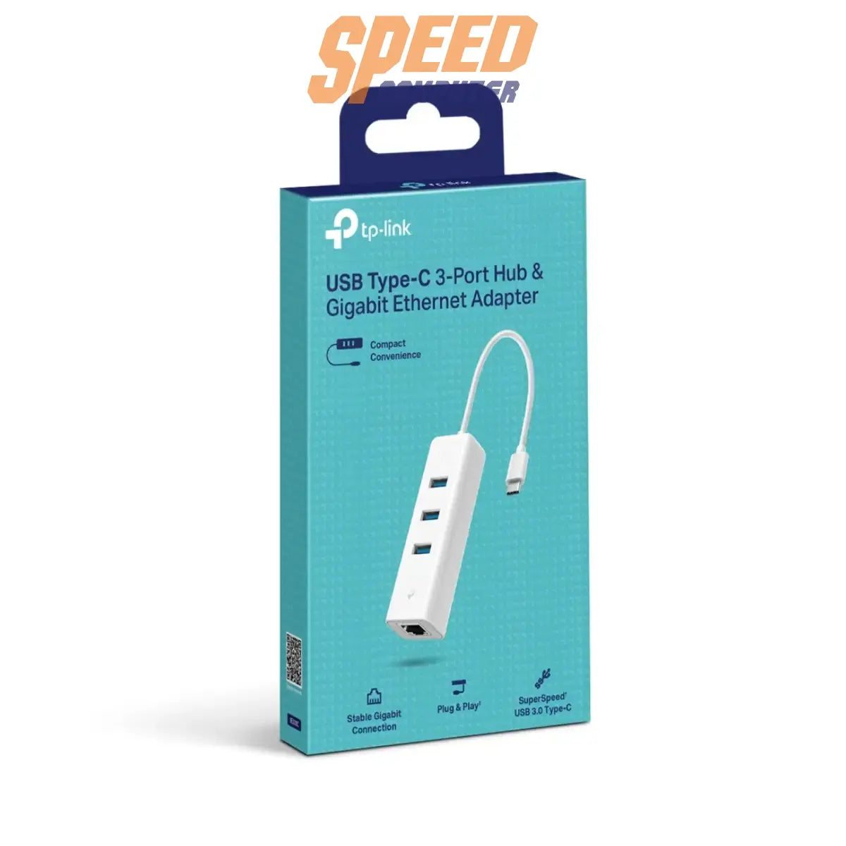 ยูเอสบีฮับ TP-Link UE330C USB-C พร้อม 3 พอร์ต USB และพอร์ต LAN Ethernet ในตัว