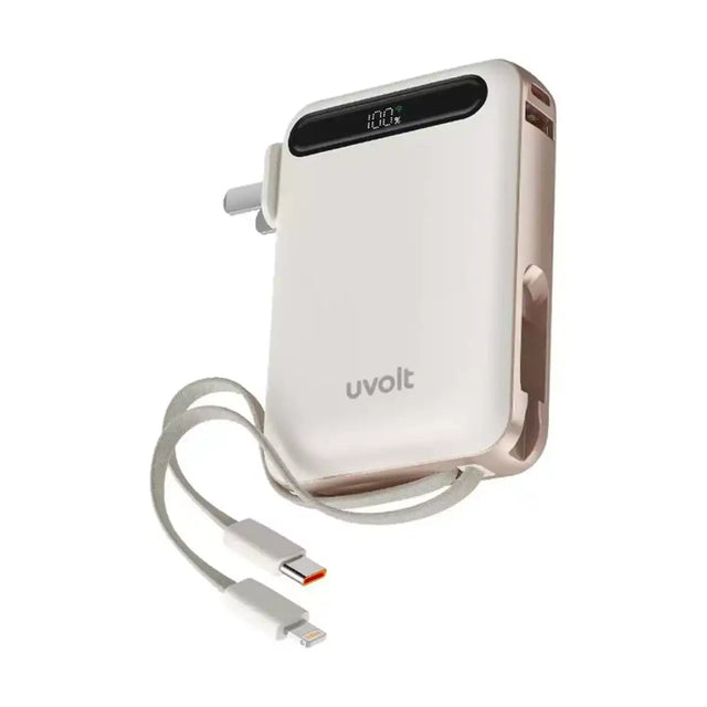 แบตเตอรี่สำรอง UVOLT UVP10AC-01 10KmAh 1C+1QC 22.5W AC C&L Cable