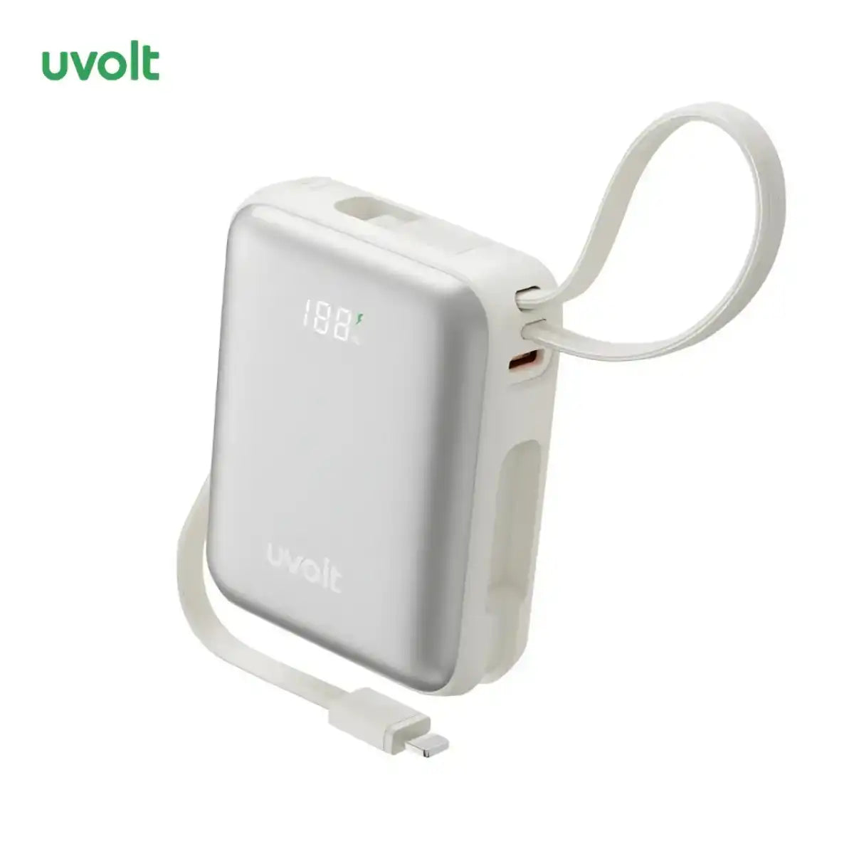 แบตเตอรี่สำรอง UVOLT UVP10C-05-SLV 10KmAh C PD 35W C&L Cable LED