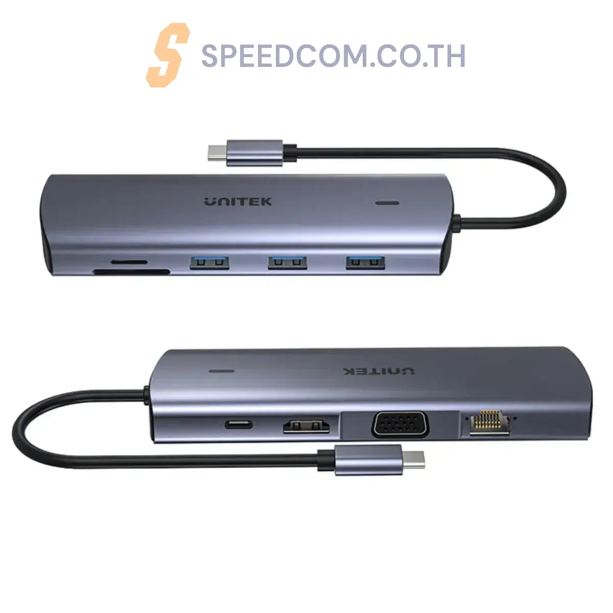 อุปกรณ์แปลงสัญญาณ Unitek 9-in-1 USB-C Hub with Dual Display, Dual Card Reader - SpeedCom