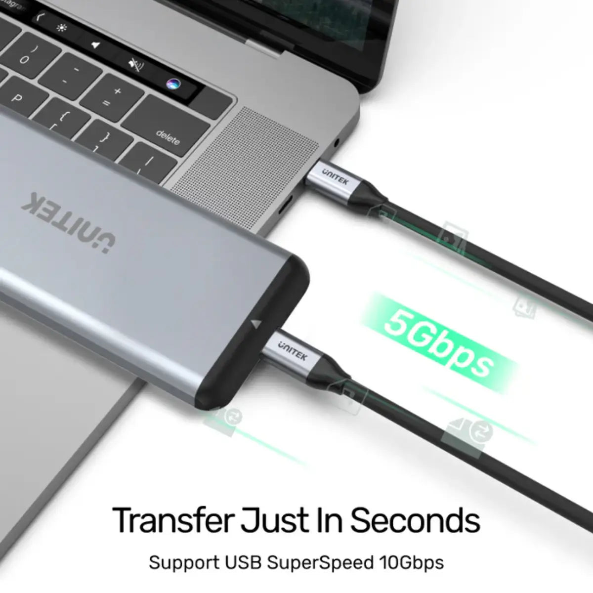 สายต่อจอคอมพิวเตอร์ Unitek C14091ABK USB-C 5Gbps 100W PD 4K@60Hz