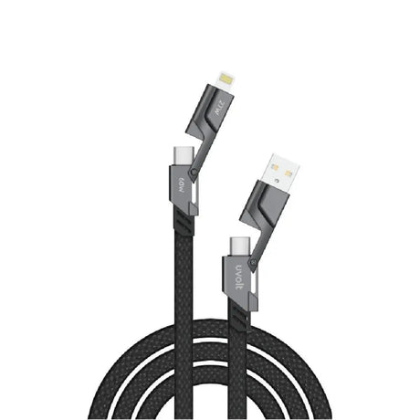 สายชาร์จ Uvolt UV4IN1-01-BLK 4in1 Braided 1.5M สีดำ - SpeedCom