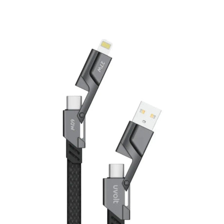 สายชาร์จ Uvolt UV4IN1-01-BLK 4in1 Braided 1.5M สีดำ - SpeedCom