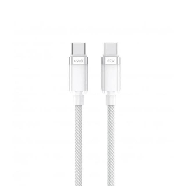 สายชาร์จ Uvolt UVCC-01-WHT USB-C to USB-C 60W 1.2M สีขาว - SpeedCom