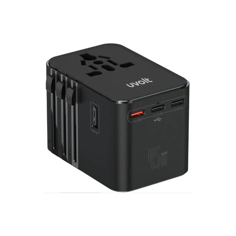 หัวชาร์จ Uvolt UVTA-08-BLK Travel Adapter 3C / 2USB 45W สีดำ - SpeedCom
