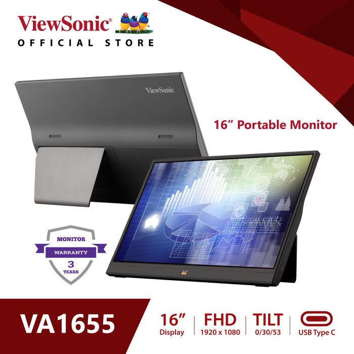 Monitor ViewSonic VA1655 15.6" IPS 60Hz Black