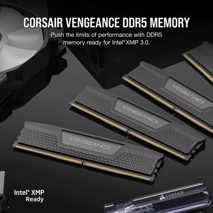หน่วยความจำ แรม พีซี CORSAIR VENGEANCE 16GB (8GBX2) DDR5 5200MHz CMK16GX5M2B5200C40 สีดำ