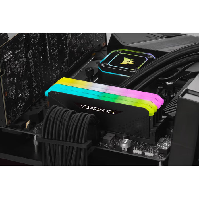 หน่วยความจำ แรม พีซี CORSAIR VENGEANCE RGB RS 16GB (8GBX2) DDR4 3600MHz CMG16GX4M2D3600C18 สีดำ