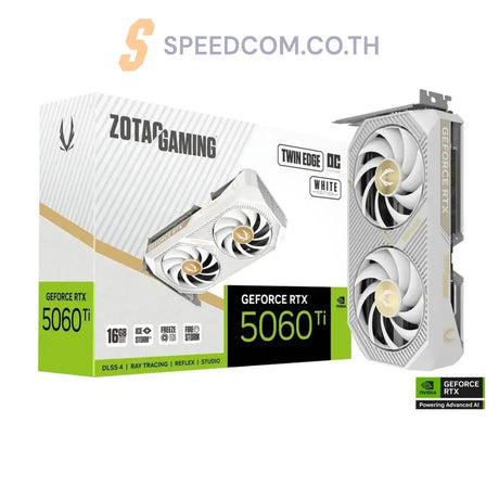 การ์ดจอ ZOTAC GeForce RTX 5060 Ti Twin Edge OC White Edition 16GB GDDR7 - SpeedCom