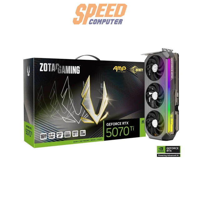 การ์ดจอ ZOTAC GeForce RTX 5070 Ti AMP Extreme INFINITY 16GB GDDR7 - SpeedCom
