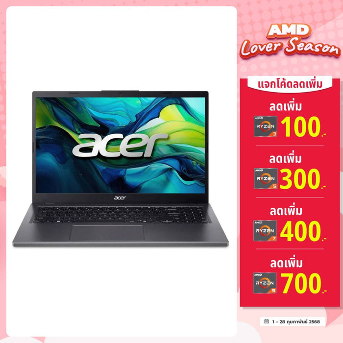 โน๊ตบุ๊ค Acer Aspire A15 - 41M - R3DU Ryzen 5 สีเทา (Steel Gray) - SpeedCom