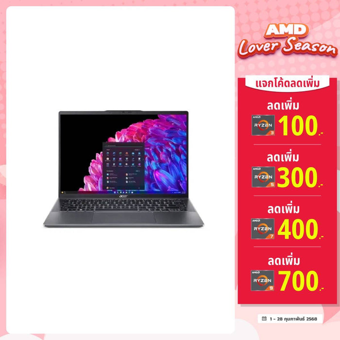 โน๊ตบุ๊ค Acer Swift Go 14 SFG14 - 63 - R1F1 Ryzen7 สีเทา (Steel Gray) - SpeedCom