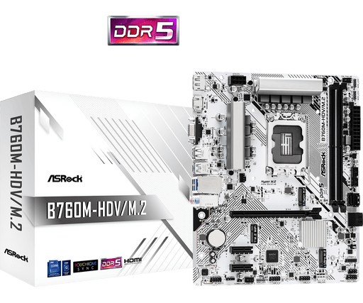 เมนบอร์ด ASROCK B760M HDV/M.2 DDR5 LGA1700 Micro ATX - SpeedCom