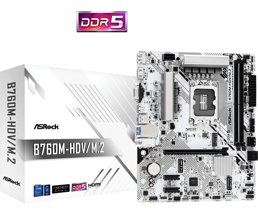 เมนบอร์ด ASROCK B760M HDV/M.2 DDR5 LGA1700 Micro ATX - SpeedCom