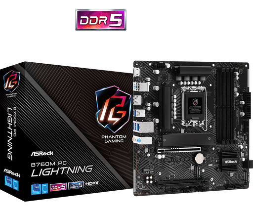 เมนบอร์ด ASROCK B760M PG LIGHTNING DDR5 LGA1700 Micro ATX - SpeedCom