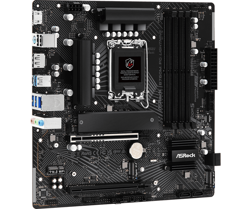 เมนบอร์ด ASROCK B760M PG LIGHTNING DDR5 LGA1700 Micro ATX - SpeedCom