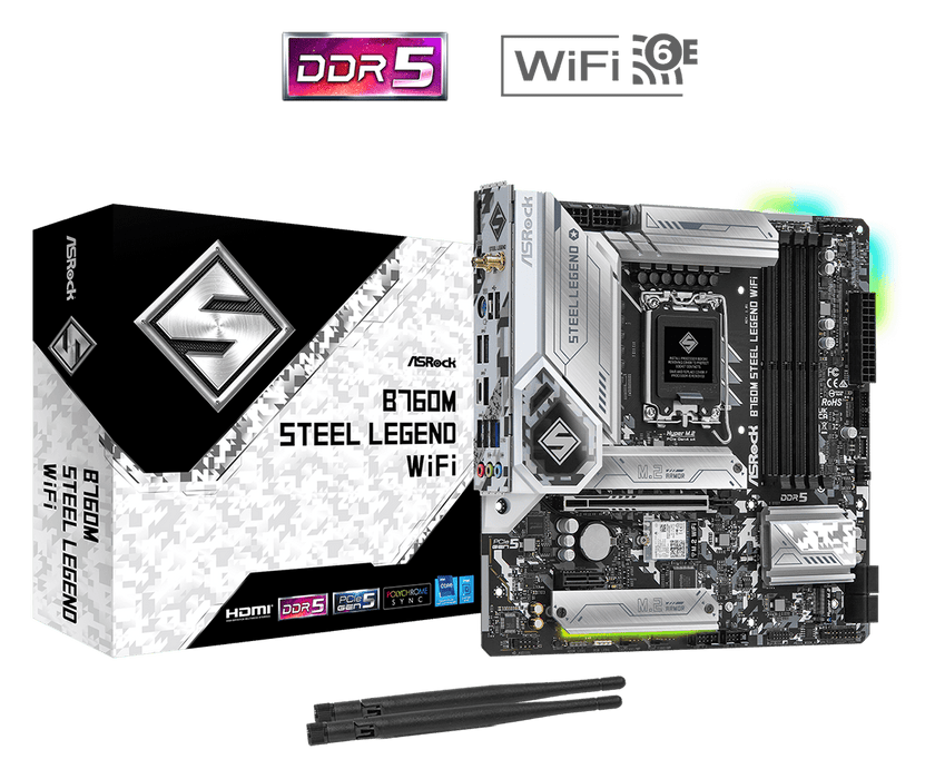 เมนบอร์ด ASROCK B760M STEEL LEGEND WIFI DDR5 LGA1700 Micro ATX - SpeedCom