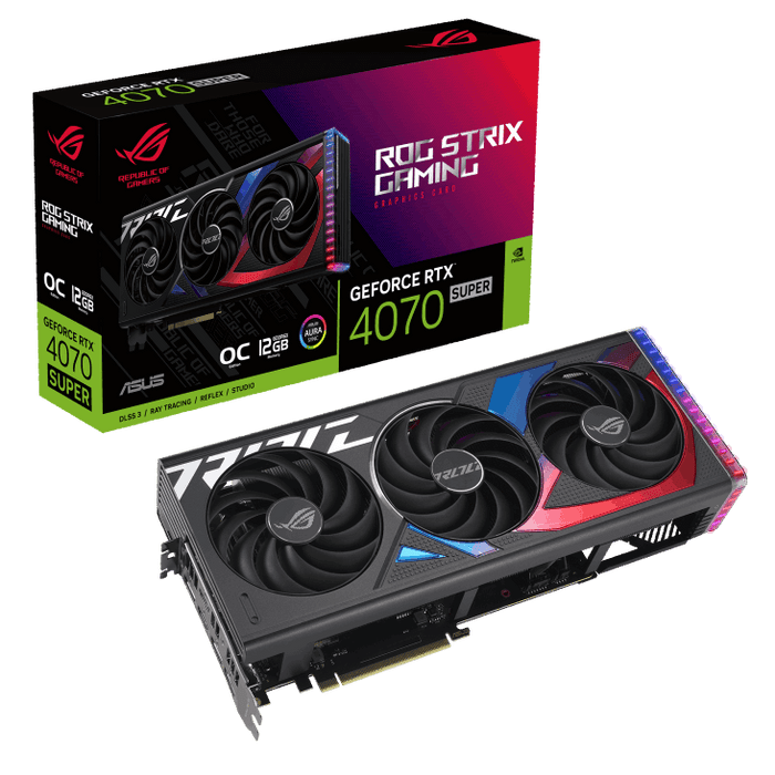 การ์ดจอ Asus GeForce RTX 4070 SUPER ROG STRIX OC 12GB GDDR6X สีดำ - SpeedCom