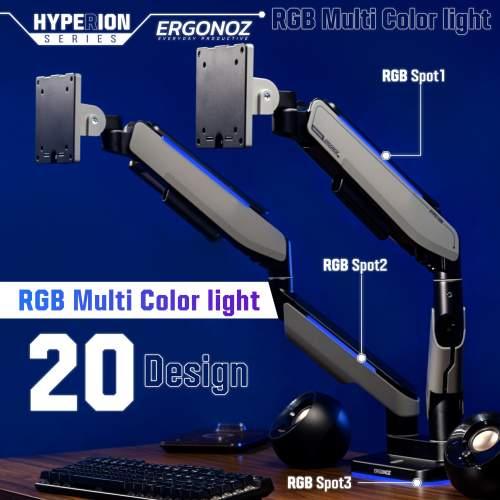 ขาจับจอ ERGONOZ Hyperion Heavy Duty RGB สีดำ (Matte Black) - SpeedCom