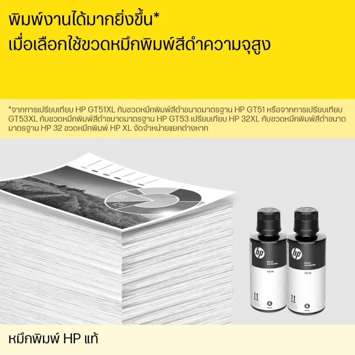 หมึกเครื่องปริ้นเตอร์ HP GT52 Ink Yellow หมึกขวดเติม สีเหลือง (M0H56AA) - SpeedCom