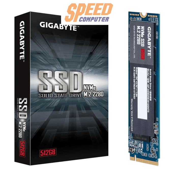 เอสเอสดี Gigabyte 512GB PCIe Gen 3x4/NVMe M.2 2280 GP - GSM2NE3512GNTD - SpeedCom