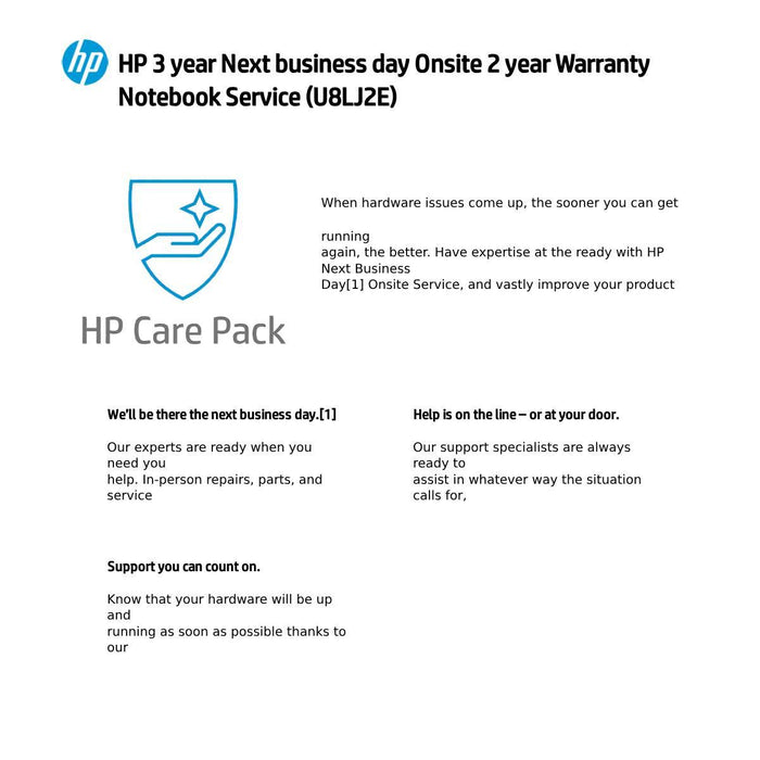 ประกัน HP Care Pack (U8LJ2E) Onsite service CNB: OPP (รุ่นเริ่มต้น) - SpeedCom