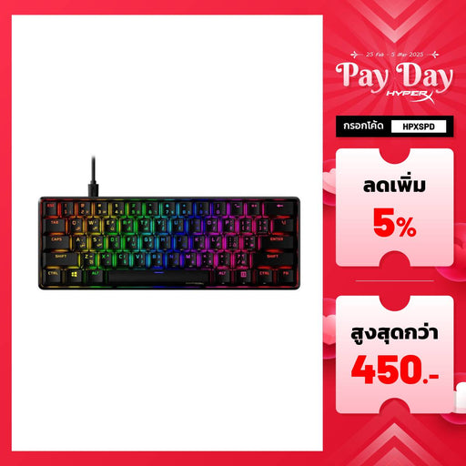 คีย์บอร์ด HyperX Gaming Alloy Origins 60 Red Linear Sw ( Us ) - SpeedCom