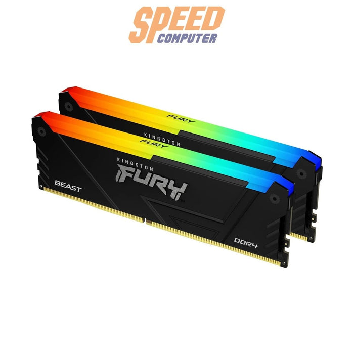 หน่วยความจำ แรม พีซี Kingston FURY BEAST RGB 16GB(8GBX2) DDR4 BUS3600MHz KF436C17BBAK2/16 สีดำ - SpeedCom