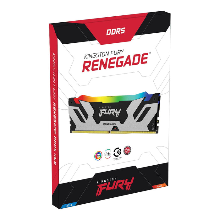 หน่วยความจำ แรม พีซี Kingston FURY RENEGADE RGB 32GB(16GBX2) DDR5 BUS7200MHz KF572C38RSAK2-32 สีเงิน - SpeedCom