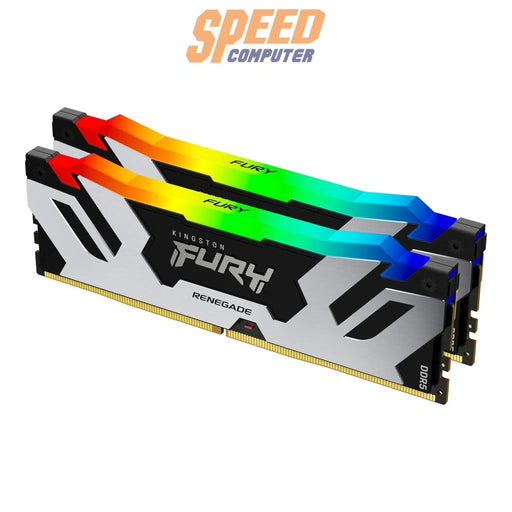 หน่วยความจำ แรม พีซี Kingston FURY RENEGADE RGB 32GB(16GBX2) DDR5 BUS7200MHz KF572C38RSAK2 - 32 สีเงิน - SpeedCom