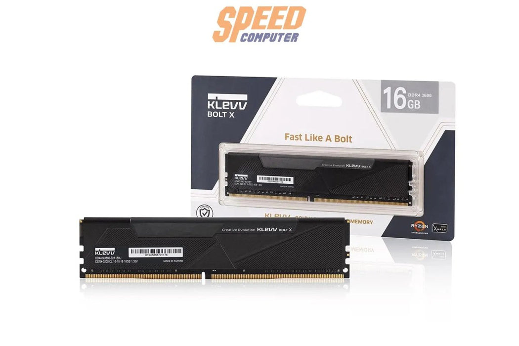 หน่วยความจำ แรม พีซี KLEVV BOLT X 16GB (16GBX1) DDR4 3200MHz KD4AGUA80 - 32A160T สีดำ - SpeedCom