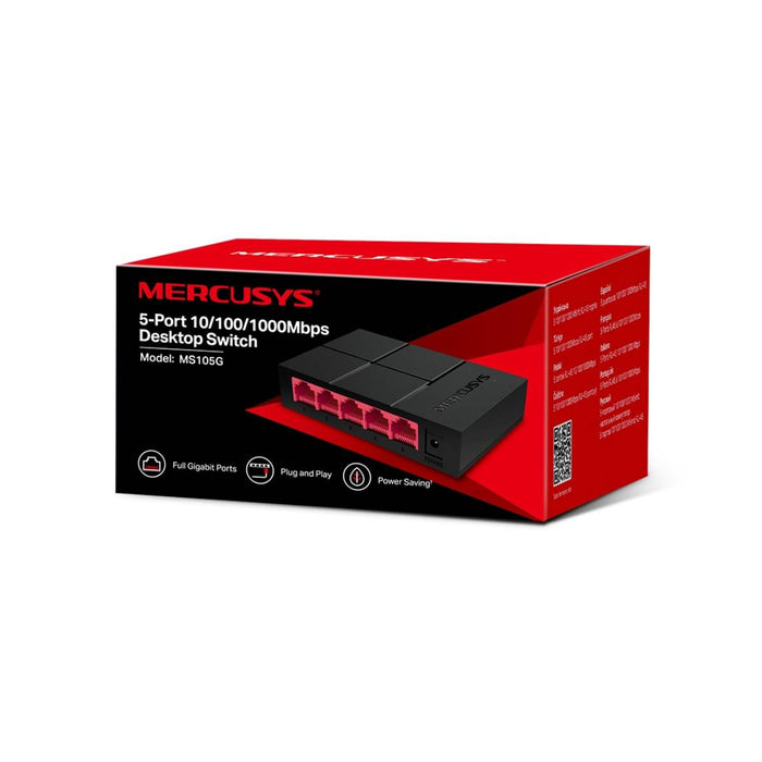 สวิตช์ฮับ Mercusys MS105G 5 - Port 10/100/1,000 Mbps Desktop Switch สีดำ - SpeedCom