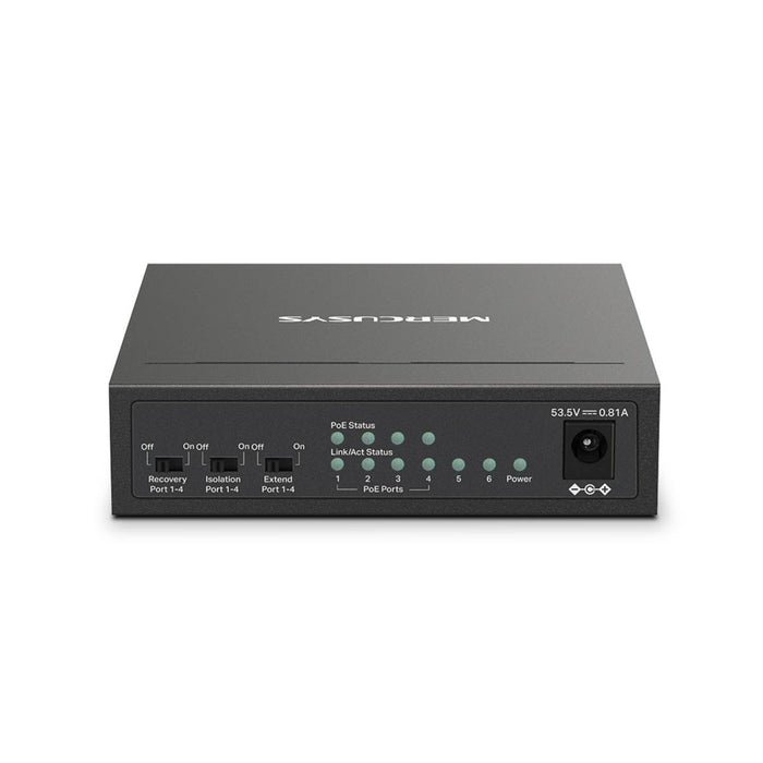 สวิตช์ฮับ Mercusys MS106LP 6 - Port Desktop Switch with 4 - Port PoE+ สีดำ - SpeedCom