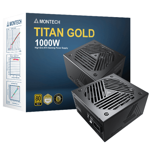 อุปกรณ์จ่ายไฟ MONTECH TITAN 1000W 80 PLUS GOLD ATX MT-TITAN-GOLD-1000 สีดำ - SpeedCom