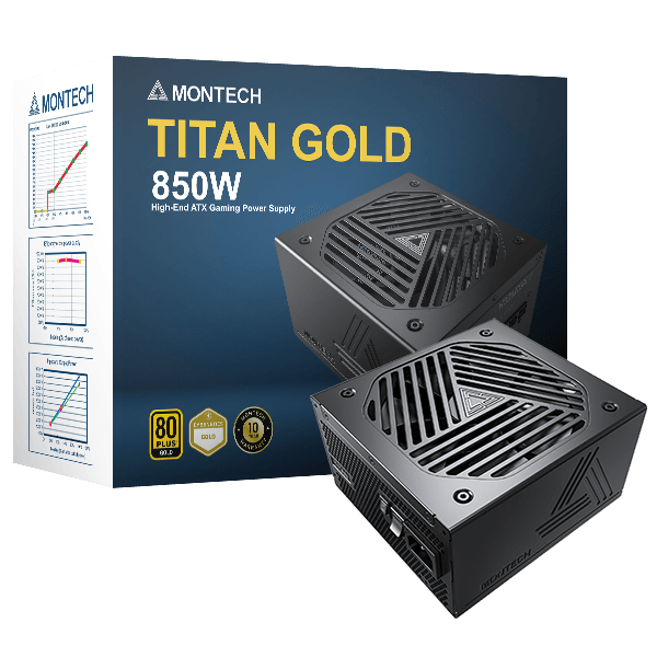 อุปกรณ์จ่ายไฟ MONTECH TITAN 850W 80 PLUS GOLD ATX MT-TITAN-GOLD-850 สีดำ - SpeedCom