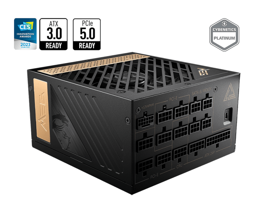 อุปกรณ์จ่ายไฟ MSI MEG AI1300P 1300W 80 PLUS PLATINUM ATX MSI-MEG-AI1300P สีดำ - SpeedCom