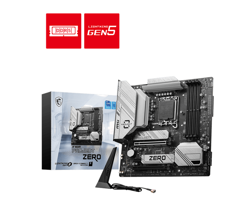 เมนบอร์ด MSI PRO B760M PROJECT ZERO WIFI DDR5 LGA1700 Micro ATX - SpeedCom