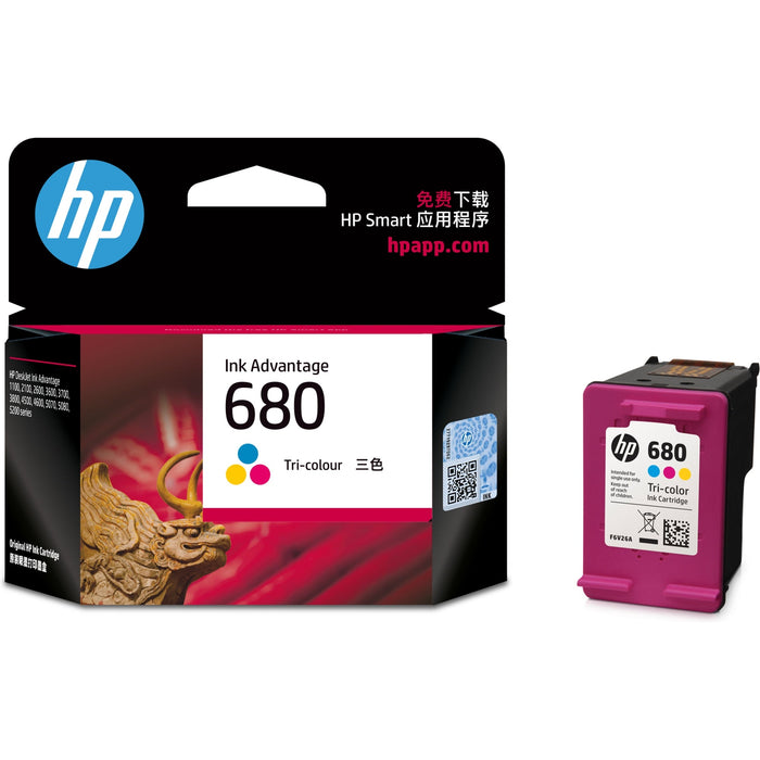 HP 680 Printer ink Tri-color Ink Advantage Cartridge (F6V26AA)