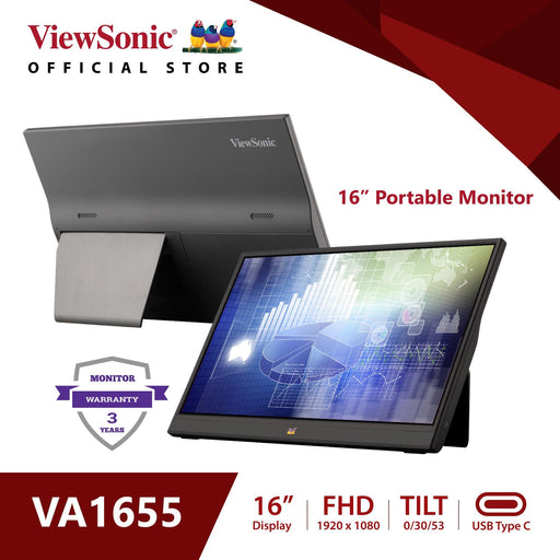 จอมอนิเตอร์ ViewSonic VA1655 15.6" IPS 60Hz สีดำ - SpeedCom